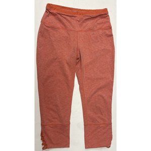 Prana Women's Medium Capri Yoga Leggings Heathered Peach Lace Cuffs 26" x 20"